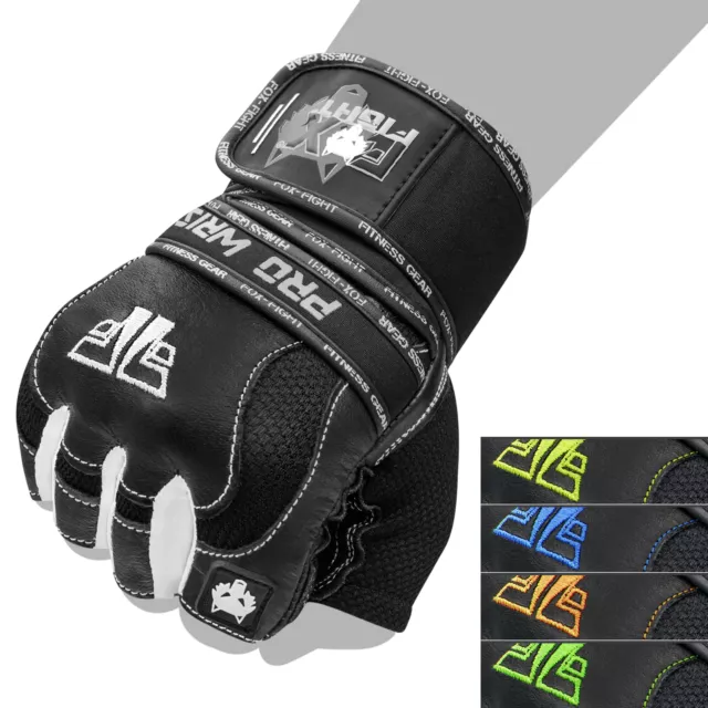 PRO WRIST Fitness Handschuhe Kraftsport Trainings Echtes Leder Fitnesshandschuhe