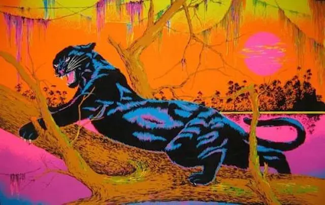 Dschungel Katze - Blacklight Poster - 23X35 Beflockt 53100
