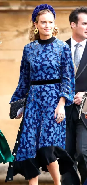 Tory Burch 2018 Runway Leah Devore Velvet Blue Midi Cocktail Royal Dress US 0