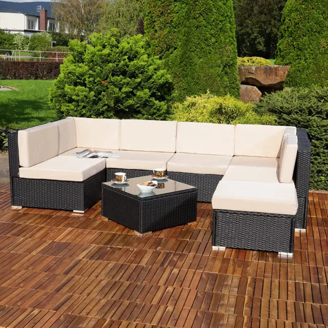 Lounge Sitzgruppe Sitzgarnitur Rattan Polyrattan Set Sofa Rattanmöbel Garnitur