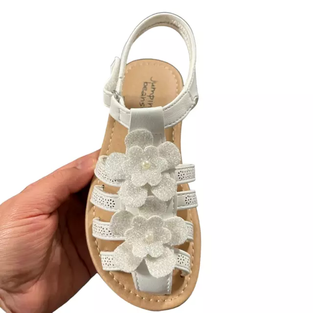 Jumping Beans Toddler Girls Fashion Sandal Size 10 White Casual & Stylish Shoes