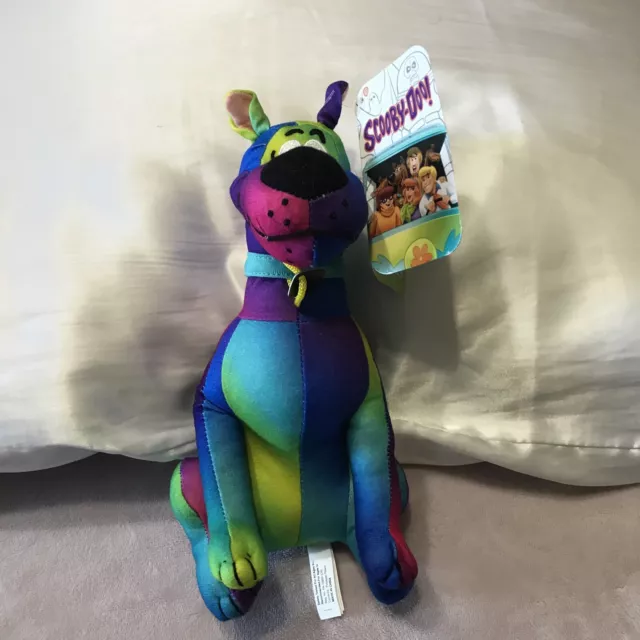 Toy Factory Scooby Doo Rainbow Tie Dye Colorful Stuffed Plush Dog Neon