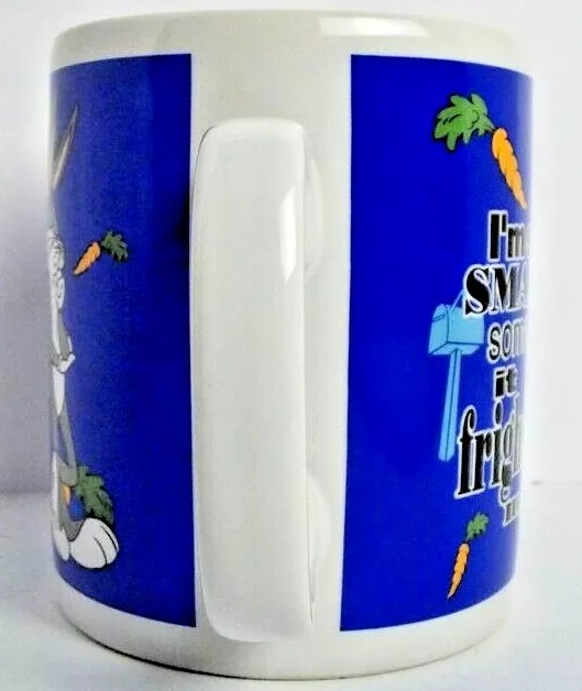 Bugs Bunny Warner Bros Studio Store LG 3 Cup Mug Blue I'm So Smart Graphics EUC 3