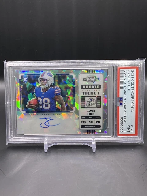 James Cook 2022 Contenders Optic Cracked Ice Rookie Ticket Auto /22  Bills Psa 9