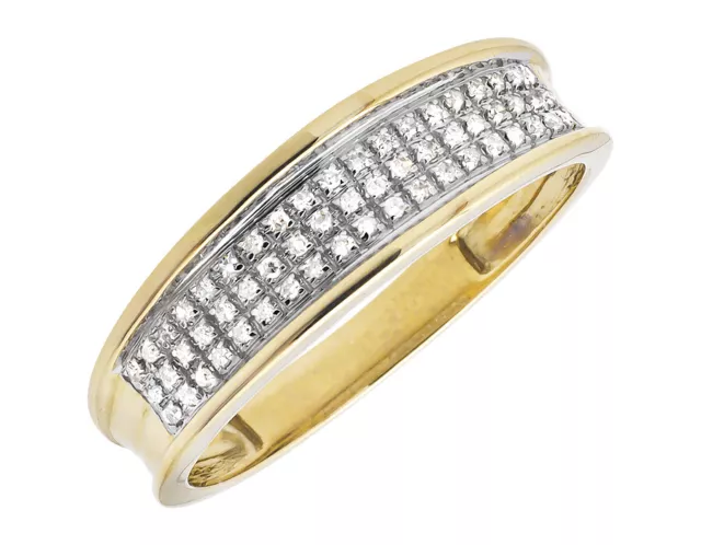 Men's 10k Yellow Gold Pave Round Diamond Engagement Wedding Ring Band 0.25Ct