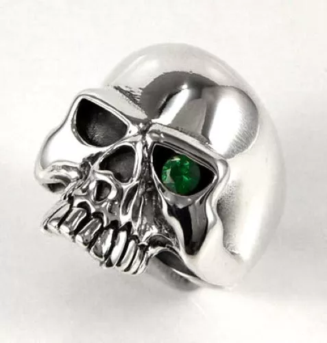 Emerald Skull 925 Sterling Silver Designer Mens Ring New Rocker Gothic Biker