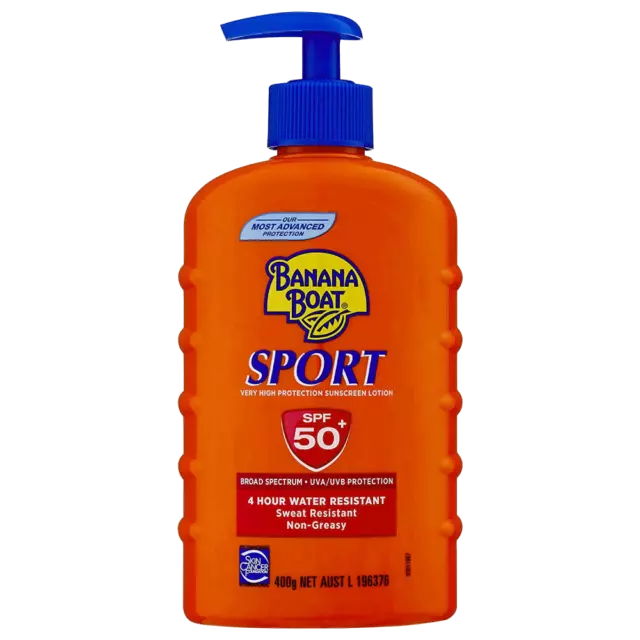 Banana Boat Sport SPF 50+ Sunscreen Lotion Pump 400g Broad Spectrum Protection