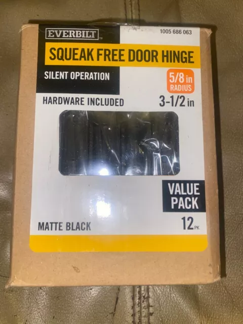 12 Pack, Everbilt Squeak Free Door Hinge. #1005 686 063, 3 1/2" with 5/8" Radius