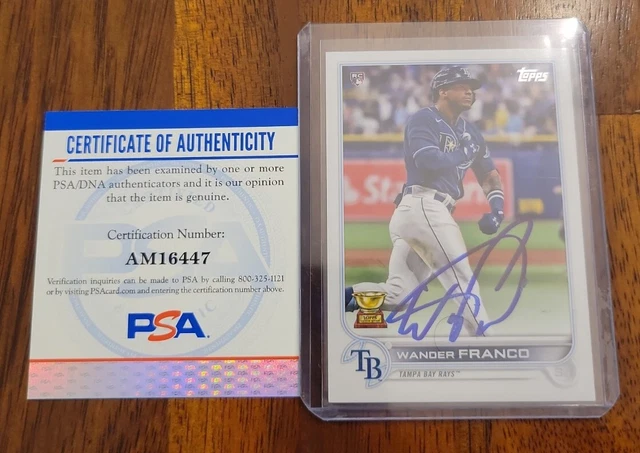WANDER FRANCO Autographed 2022 Topps Series 1 #215 Rookie Card RC WF COA & PSA