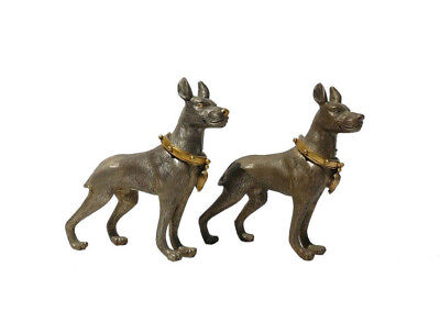 Pair Metal Mini Table Top Dogs Figure ss677