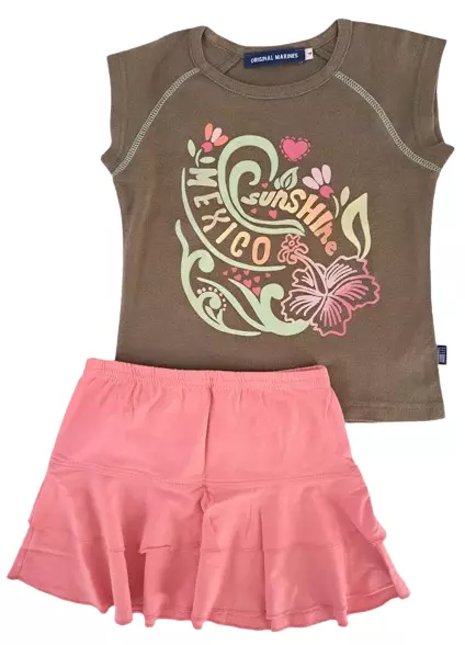 Original Marines Set completo top t-shirt gonna rosa balze bimba bambina 4 anni