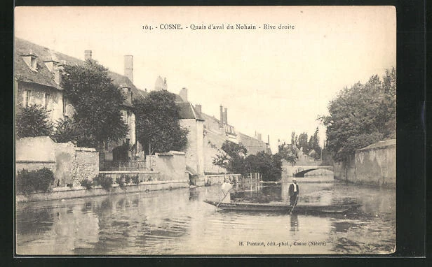 CPA Cosne, Quais d´aval du Nohain - Rive droite