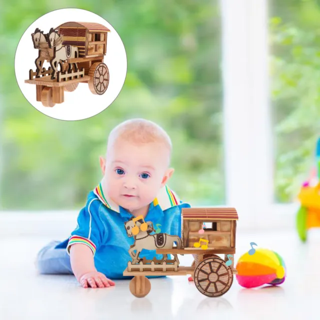 Gharry Model Horse-drawn Cart Toy Melody Carriage Wooden Carousel Child