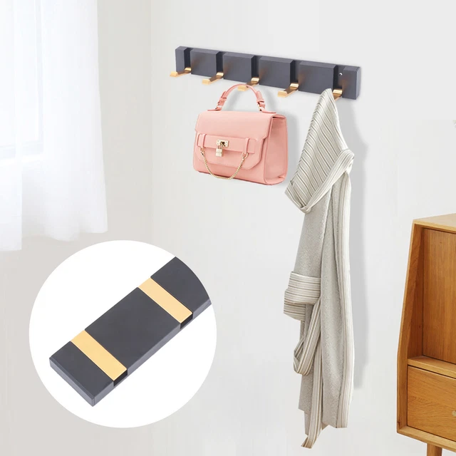 Key Coat Clothes Hat Towel Rack Wall Mounted Hanger with 5 Hooks 2PCS Bathroom