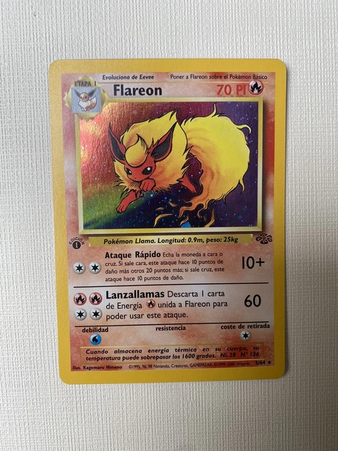 Spanisches Flareon 3/64 1. Ausgabe Dschungel Set Holo Seltene Pokemonkarte 1999 Wotc