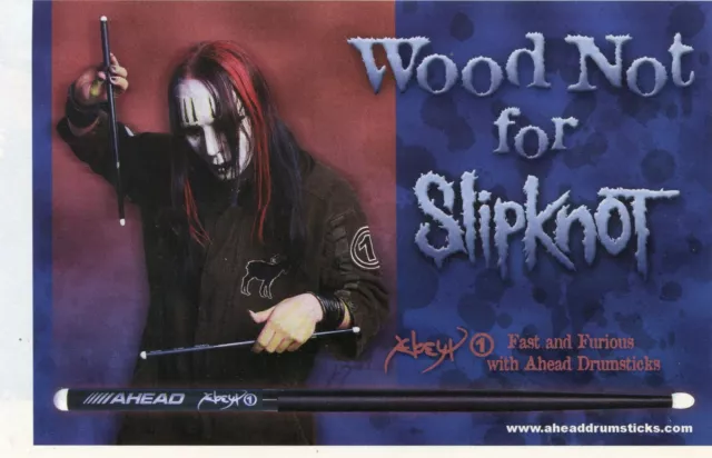 2005 small Print Ad of Ahead Drumsticks w Joey Jordison of Slipknot