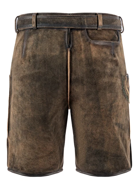 Pantaloni folcloristici in pelle corti Tobias marrone scuro 2