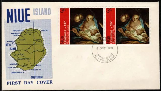 Niue 1971 Christmas FDC -  Pair Of Stamps - Mint