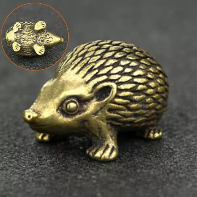 Vintage Brass Hedgehog Sculpture Antique Doll Home Decor Rustic Accent