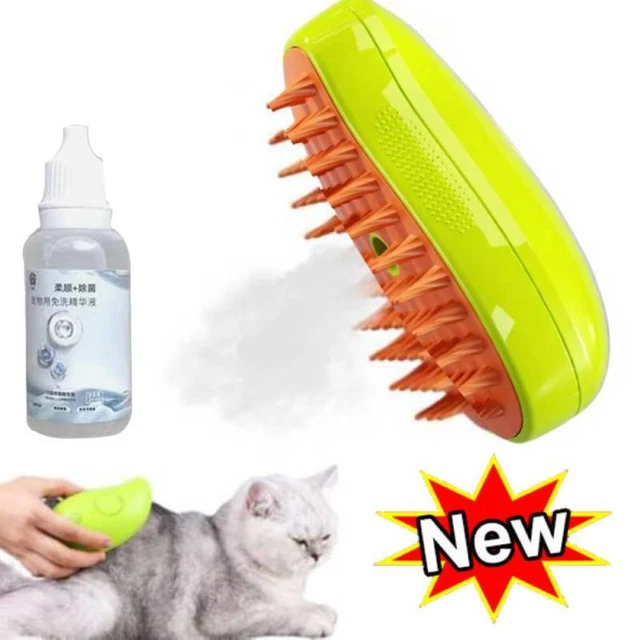 Steamy Cat Brush ,3-In1 Cat Steamy Brush,Self Cleaning Steam Cat Brush w/Essence