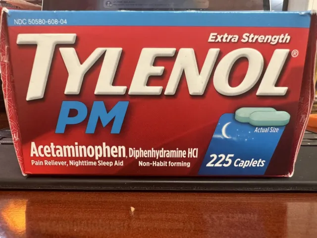TYLENOL PM Extra Strength Pain Reliever + Sleep Aid - 225 Count 10/2024