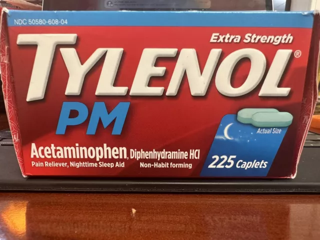 TYLENOL PM Extra Strength Pain Reliever + Sleep Aid - 225 Count 10/2024 TYLENOL PM Extra Strength Pain Reliever + Sleep Aid - 225 Count 10/2024