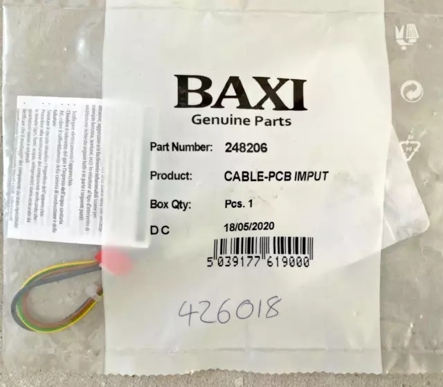 Baxi Combi Instant 80 105 E HE Main Combi 24 30 HE Cable PCB Input 248206 New