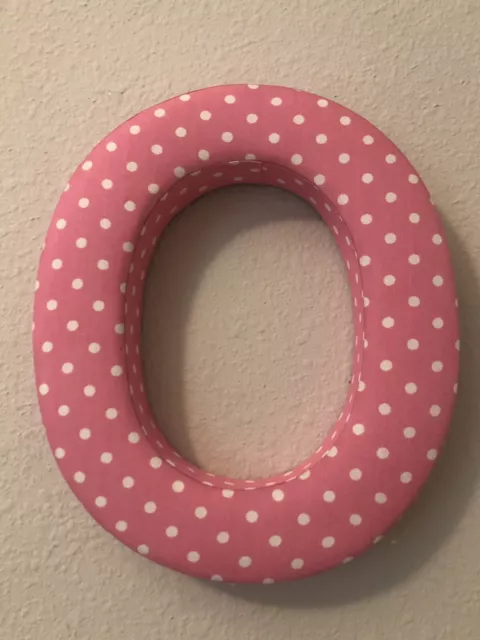 Fabric Covered Wall Letter - Pink Polkadot- Letter O