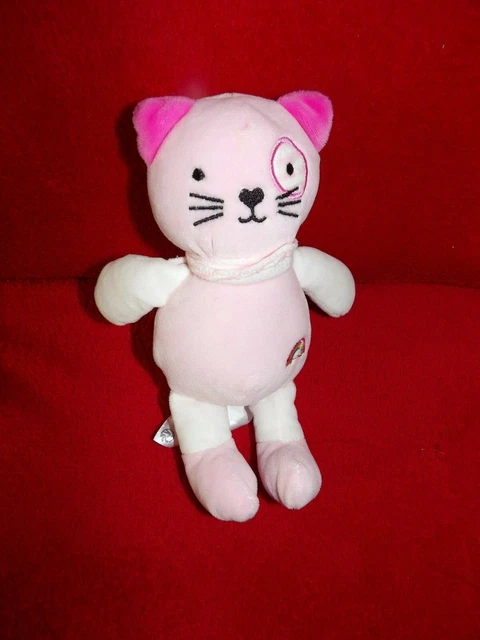 DOUDOU PELUCHE TOM ET & KIDDY Bisous d'ange Chat Rose Blanc Arc en Ciel NEUF