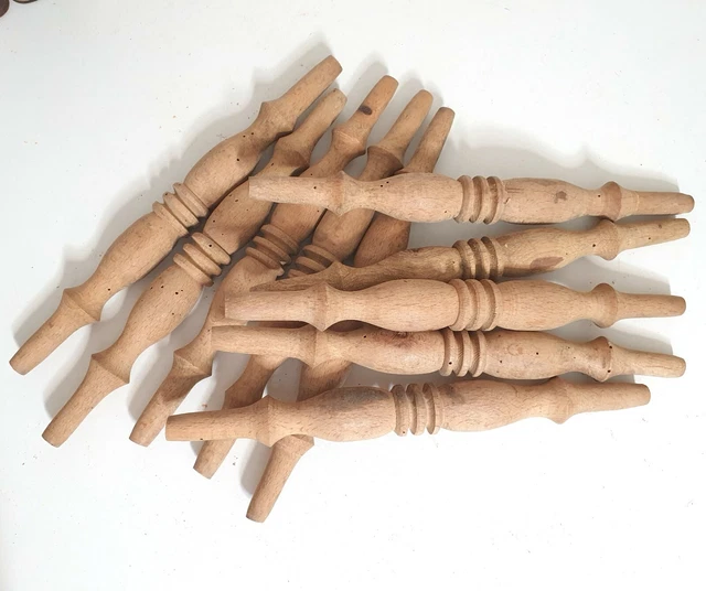 Antique French salvaged baluster furniture - 10 turned wood spindle column 9.5"