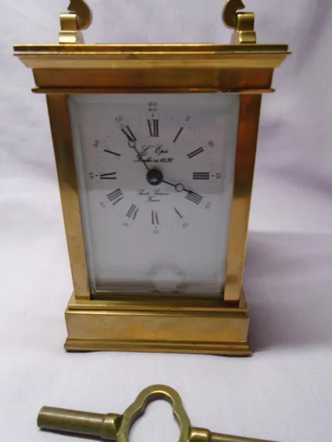 L'epee Timepiece Carriage Clock In Good Working Order With Key (4) 2