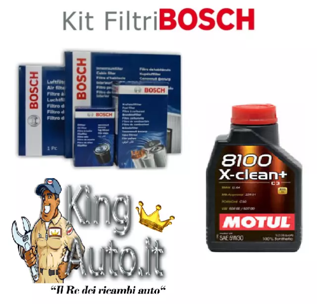 KIT TAGLIANDO FILTRI Bosch + 5 Litri Olio Motul 5W30 Audi A3 8V 1.6 2.0 Tdi  EUR 114,99 - PicClick IT
