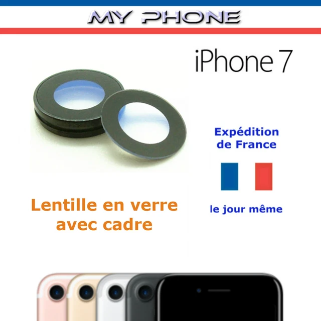 Vitre Caméra Lentille Arrière IPHONE 7 Apple en verre avec cadre appareil Photo