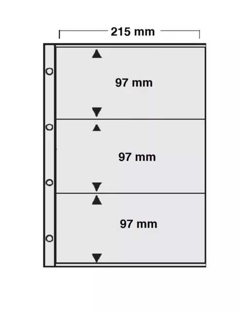 10 BANKNOTENHÜLLEN  A4 SAMMELHÜLLEN KARTENHÜLLEN 120my 3 Taschen 97x215mm