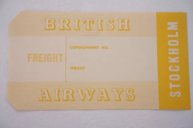 British Airways Freight Stockholm Vintage Airline Luggage Label