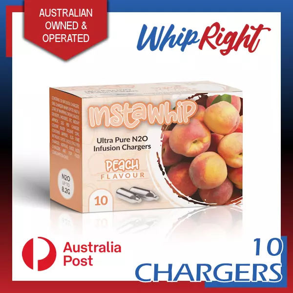 Instawhip Peach Infusion Cream Chargers 8.2G 10 Pack X 1 (10 Bulbs) Fruit