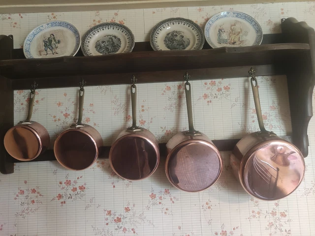 Batterie de 5 casseroles en cuivre étamé