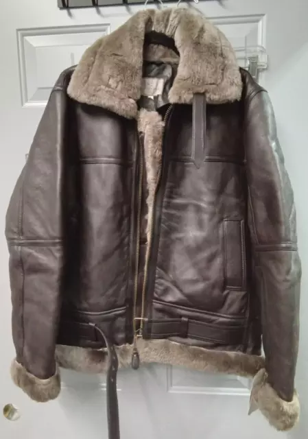 Marco Enzolani RAF B3 Bomber Jacket Leather Shearling Sheepskin Ginger Size XL