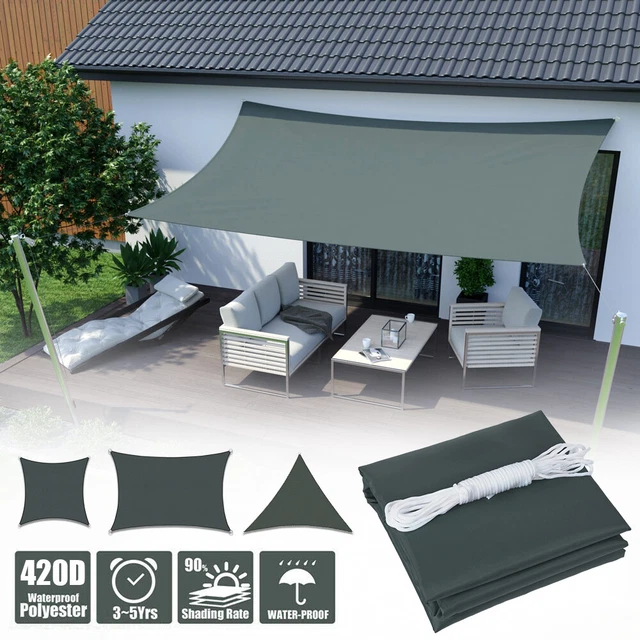 AXT SHADE Sonnensegel 4x5m Grau - HDPE UV-Schutz Für Garten & Terrasse