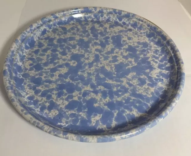 Vintage Bennington Potters Pottery Morning Glory Light Blue 10” Dish Sponge Ware