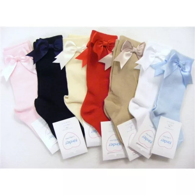 New Baby-Girls Bow Knee High Socks Kinder Satin Bow Dress Socks Spanish Style