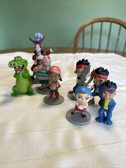 Lot Of 3 PVC Peter Pan Figurines And 5 Disney Jake Never Land Pirates GUC!!
