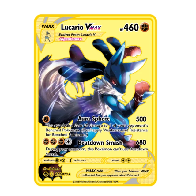 POKEMON CARDS LUCARIO VMAX 022/073 Gold Metal shiny Pokémon Card Tcg