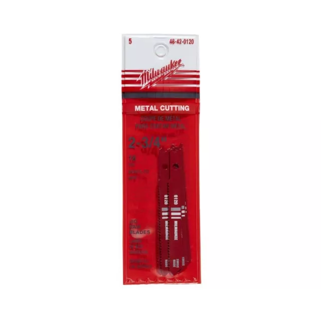 Milwaukee 48-42-0120 2-3/4" High Speed Universal Jig Saw Blade 18 TPI 5-Pack
