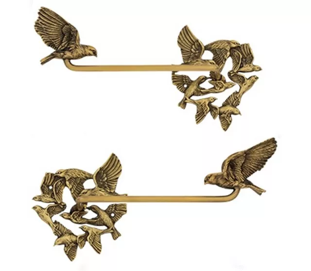 Pair Brass Swallow Bird Curtain Hooks Tassel Wall Tie Back Hanger Holder