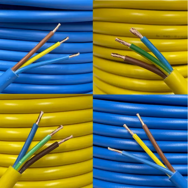 3 Core Arctic Grade Flex Wire Cable Blue Yellow 1.5mm 2.5 4mm Caravan 3183 AG