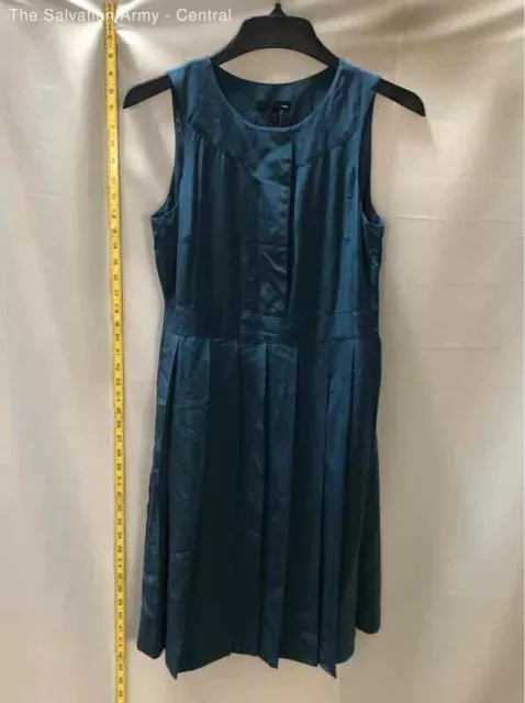 J.CREW Womens Blue Round Neck Sleeveless Pleated Fit & Flare Dress Size 8