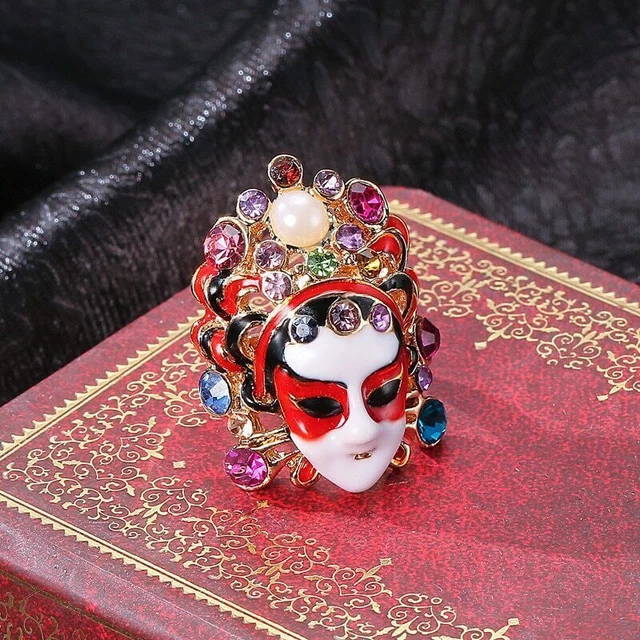Chinese Style Beijing Opera Dao Ma Dan Mask Ring Ethnic Style Lady's Index Finge