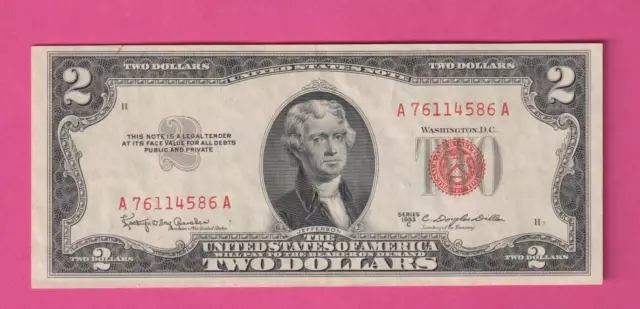 $2 Two Dollar 1953C Red Seal United States Legal Tender Note US 1953 C Deuce