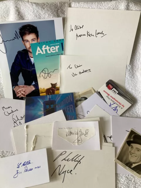 Job Lot 20 Photos, Letters, Pages Etc Autograph Collection Signed Autographed A